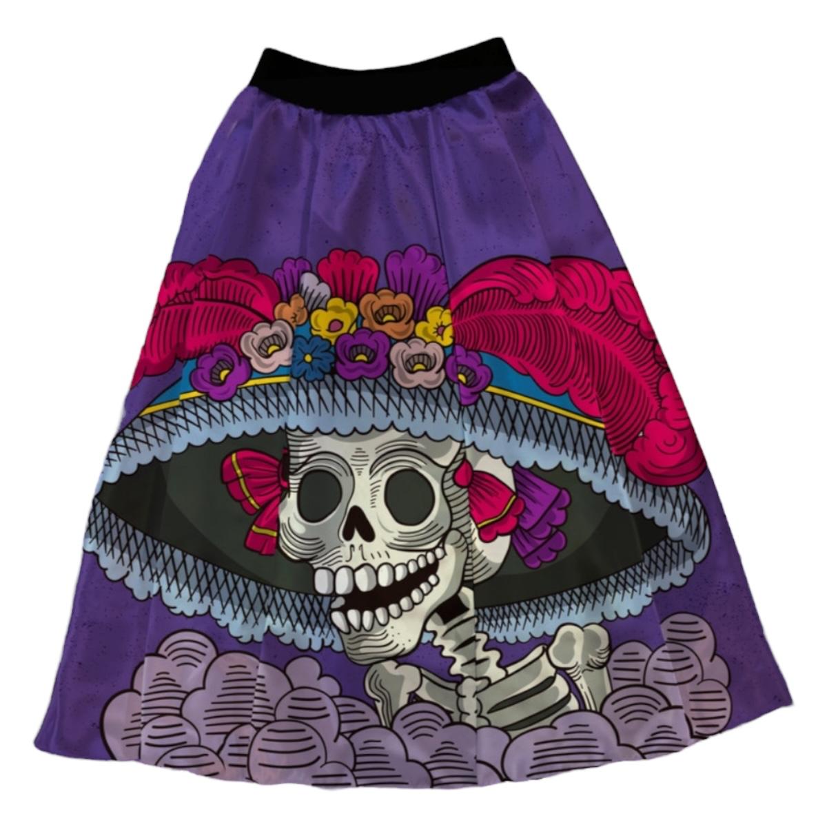 Falda Disfraz Mujer Para Día De Muertos Halloween Catrina
