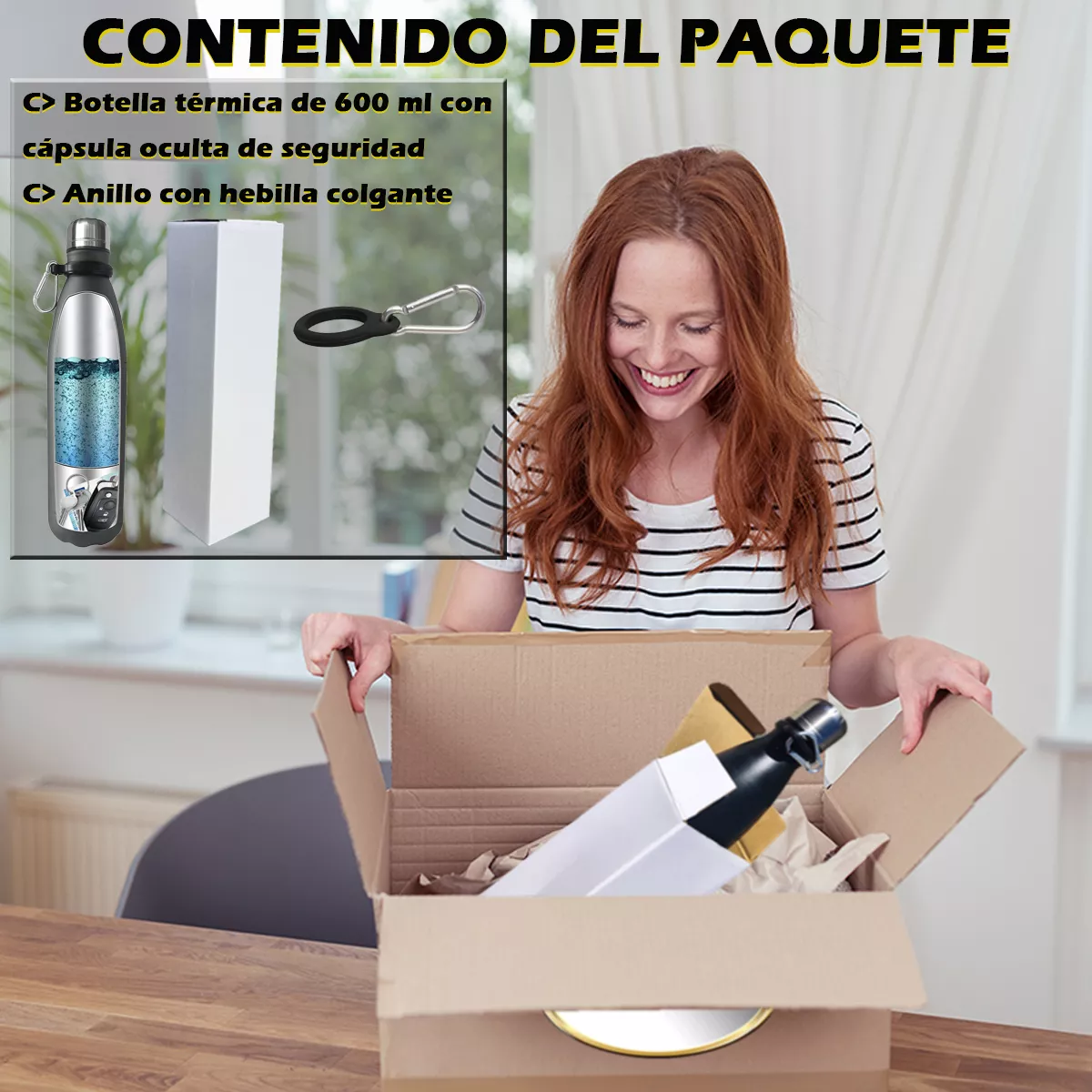 Termo Botella De Agua Anti Robo Motivacional Deportivo Acero Bicicleta