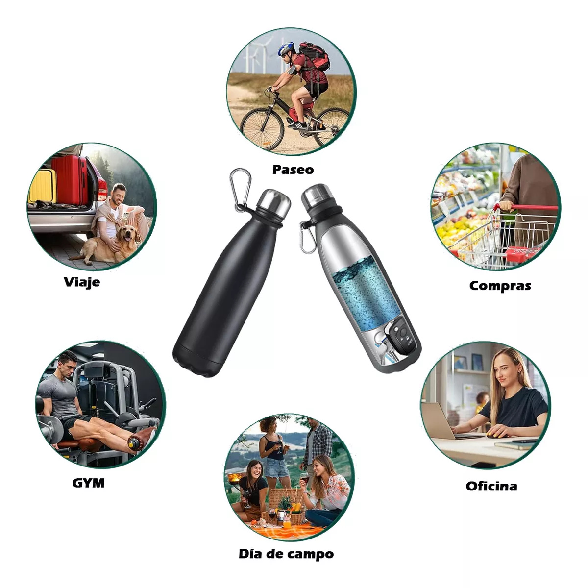 Termo Botella De Agua Anti Robo Motivacional Deportivo Acero Bicicleta
