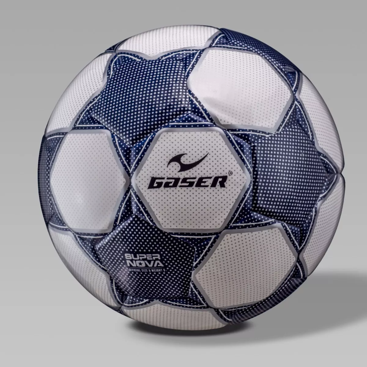 Balón Gaser Futbol Modelo Super Nova Laminado Charol Color No. 5 Azul Con Plata