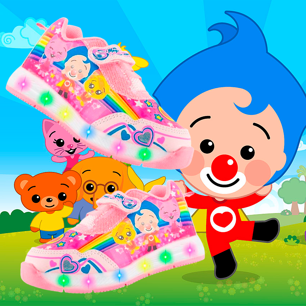 TENIS NIÑA DEPORTIVOS LUCES LED PAYASITO PLIM PLIM MEI LI 877-RP