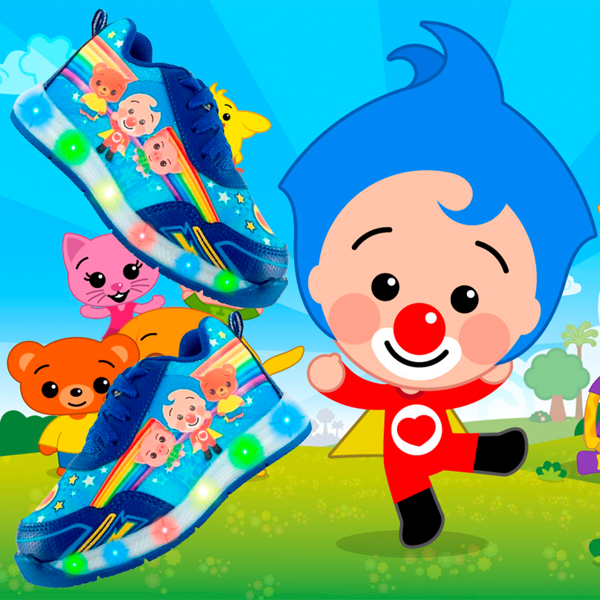 Tenis Niño Payaso Plim Plim Acuarella Bam Luces Leds 805-AR