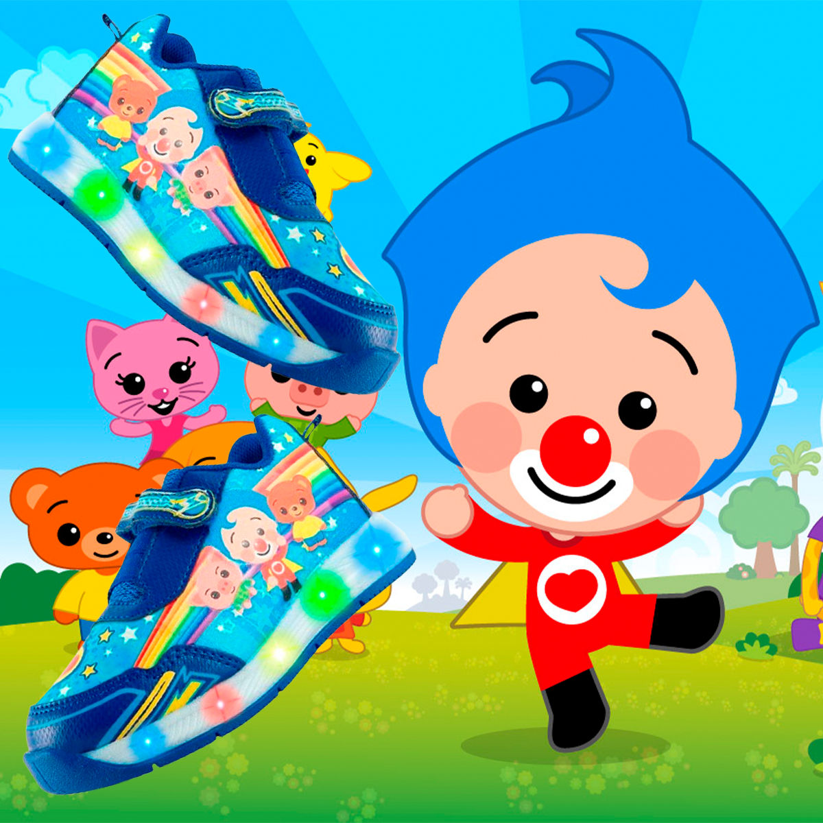 Tenis Niño Payaso Plim Plim Acuarella Bam Luces Leds 877-AR