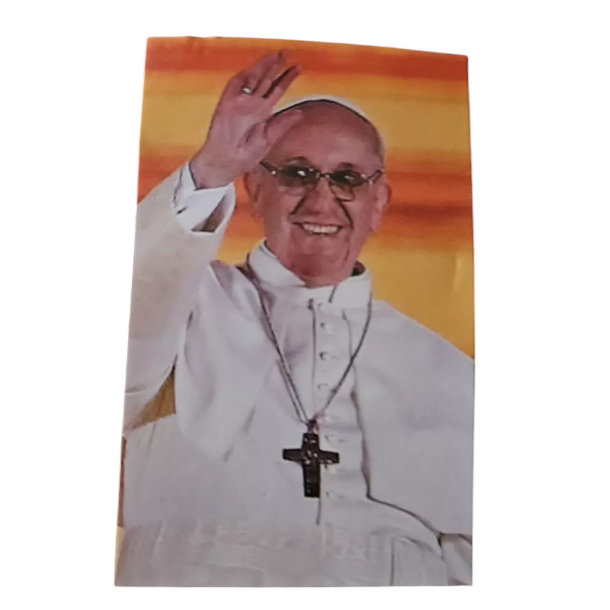 Cruz Del Buen Pastor De Aluminio Con Cadena Y Estampa, Papa