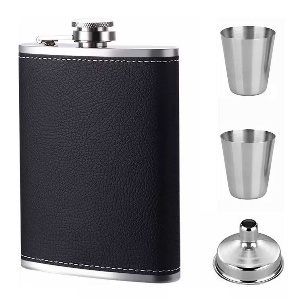 Licorera Y Ánfora De Bolsillo De 8oz Con Copas De Vino 236ml Color funda piel