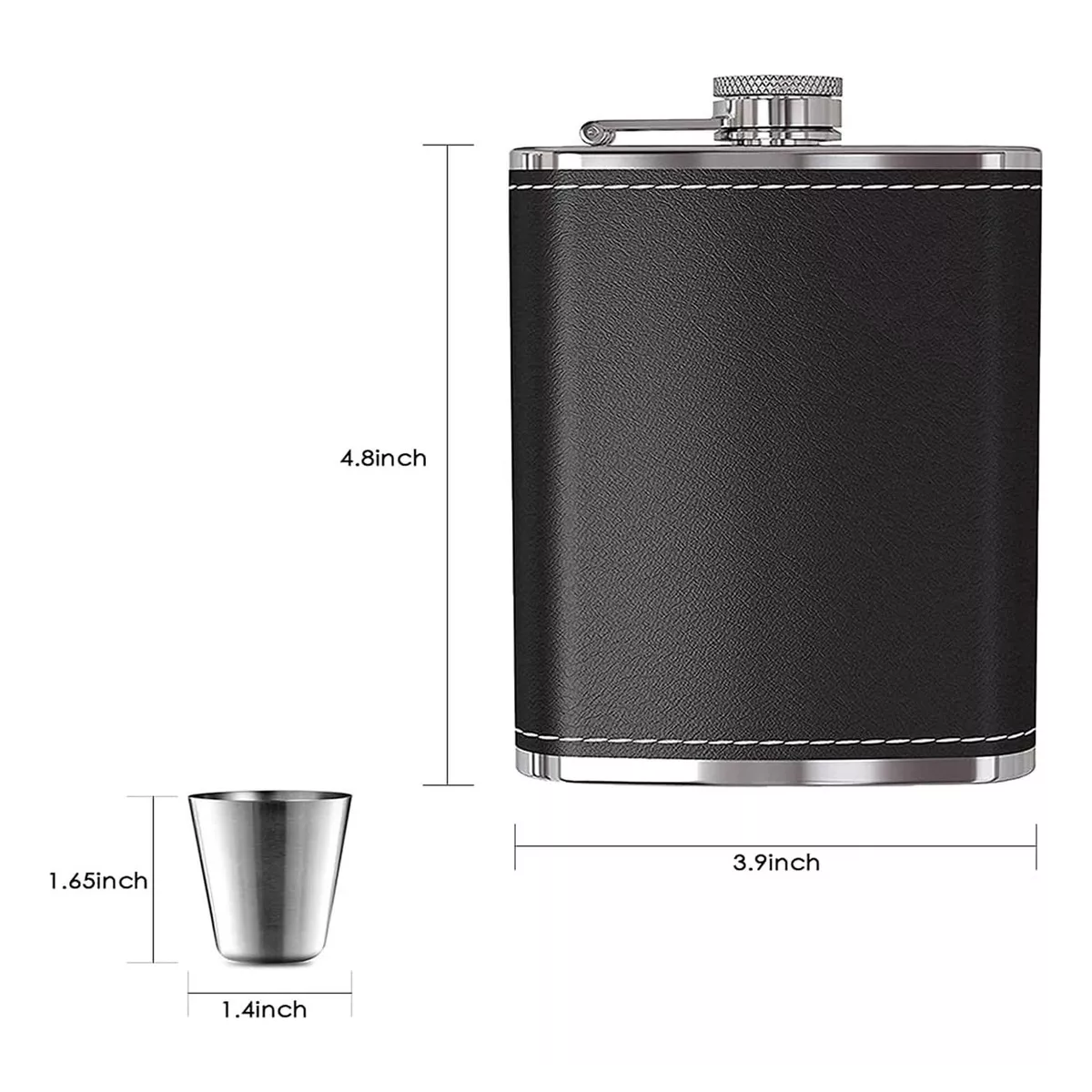 Licorera Y Ánfora De Bolsillo De 8oz Con Copas De Vino 236ml Color funda piel
