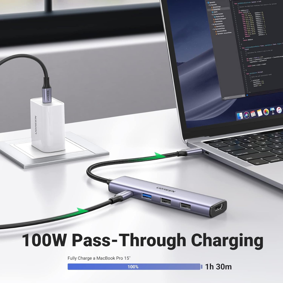 UGREEN USB C Hub, 5 en 1 Adaptador USB C Multipuerto Aluminio