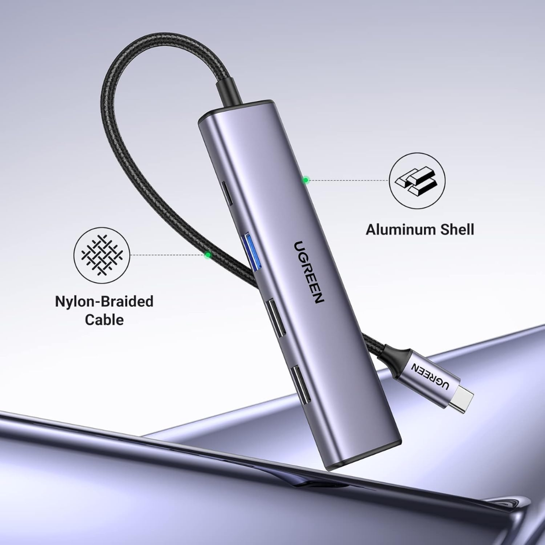 UGREEN USB C Hub, 5 en 1 Adaptador USB C Multipuerto Aluminio