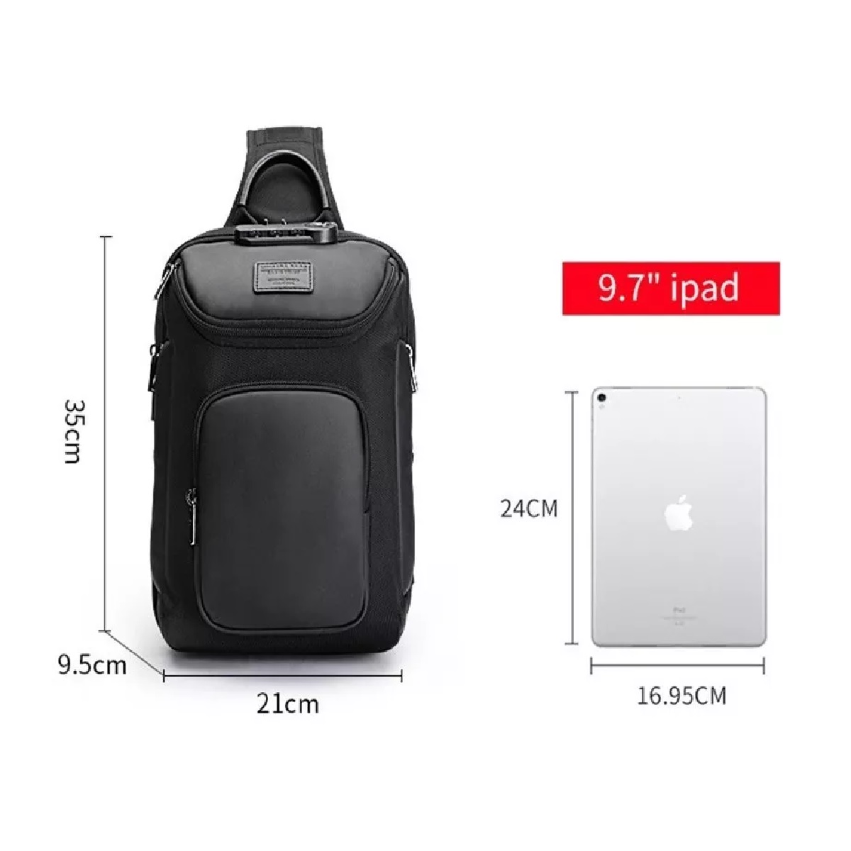 Mochila Cruzada Bandolera Pechera Impermeable Usb Lujo P/man