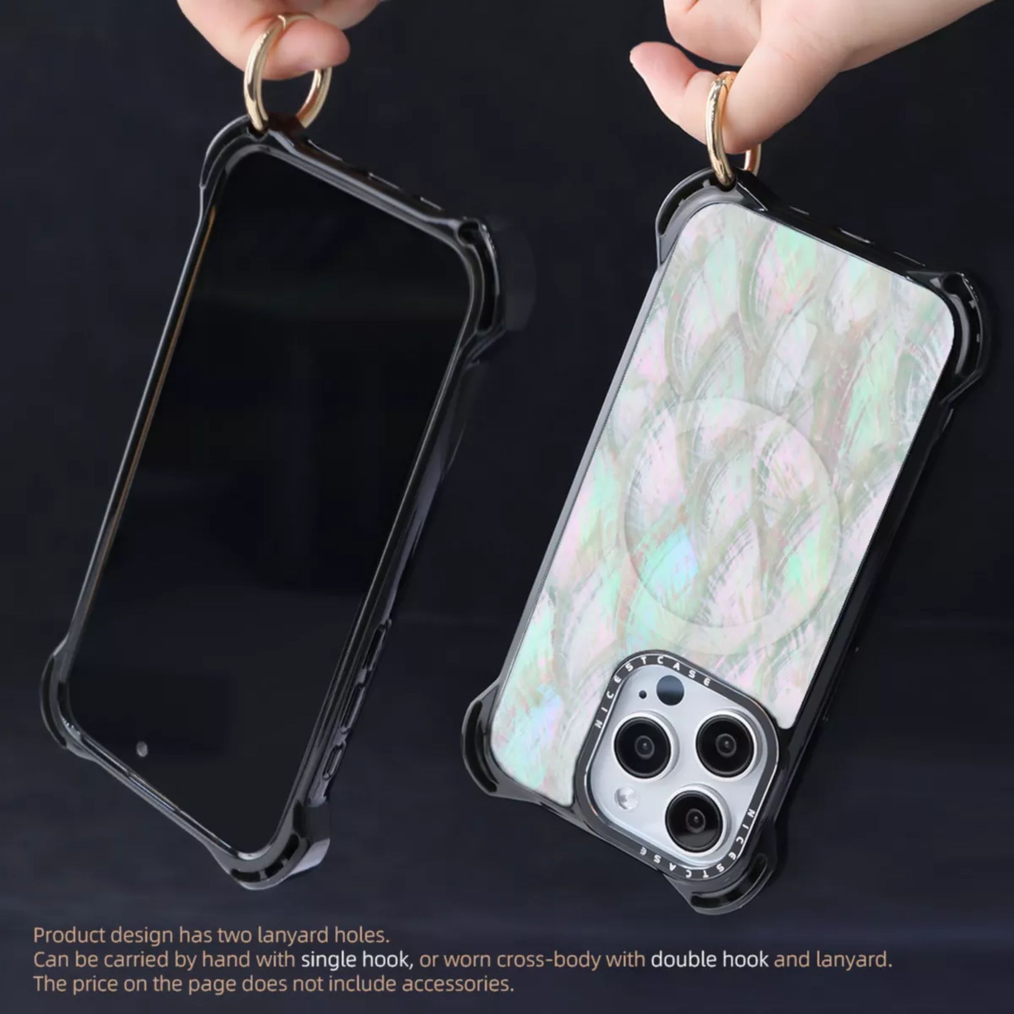 Funda Uso Rudo Ultra Bounce Concha Nacar Para Iphone 15  Concha Color blanco Magsafe