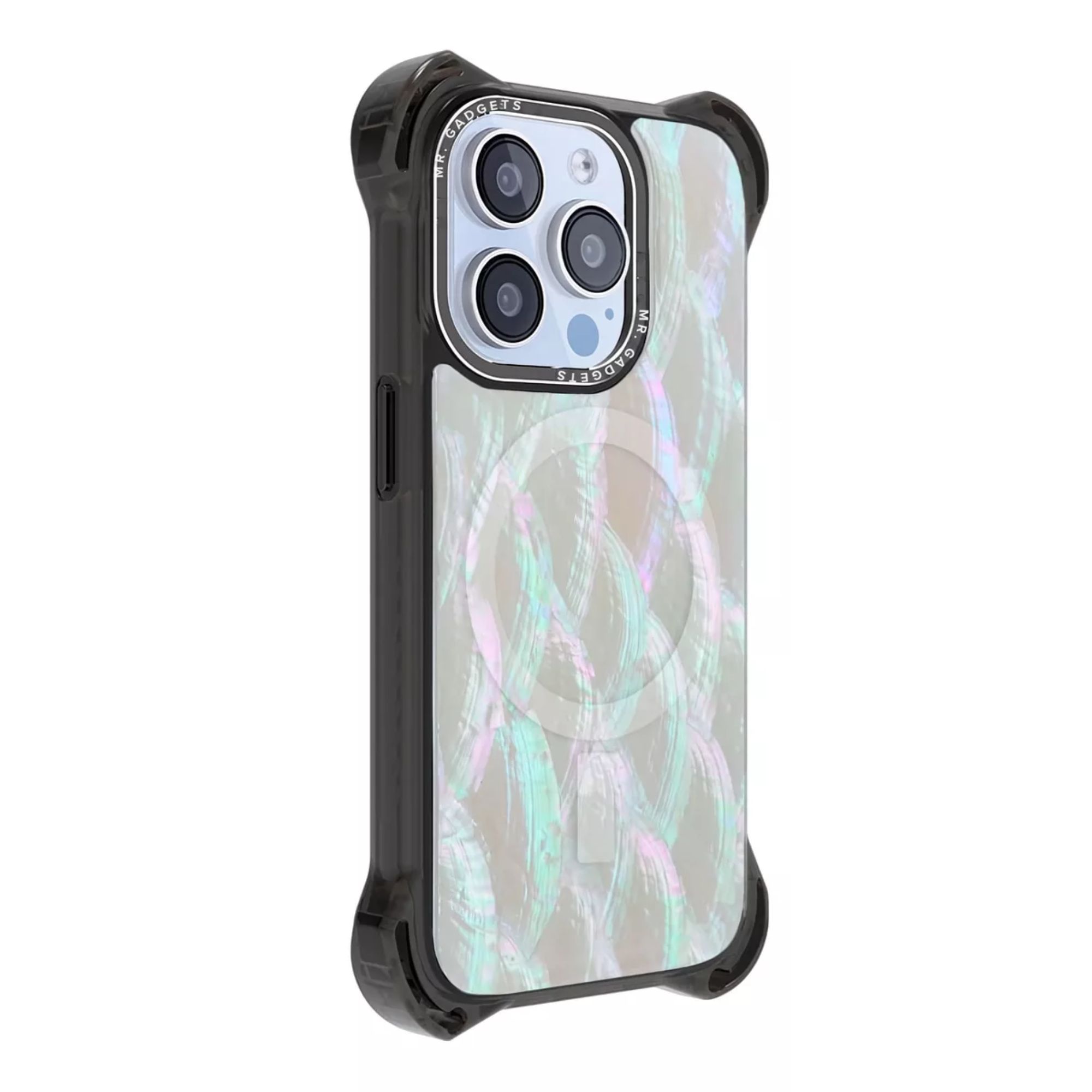 Funda Uso Rudo Ultra Bounce Concha Nacar Para Iphone 15  Concha Color blanco Magsafe