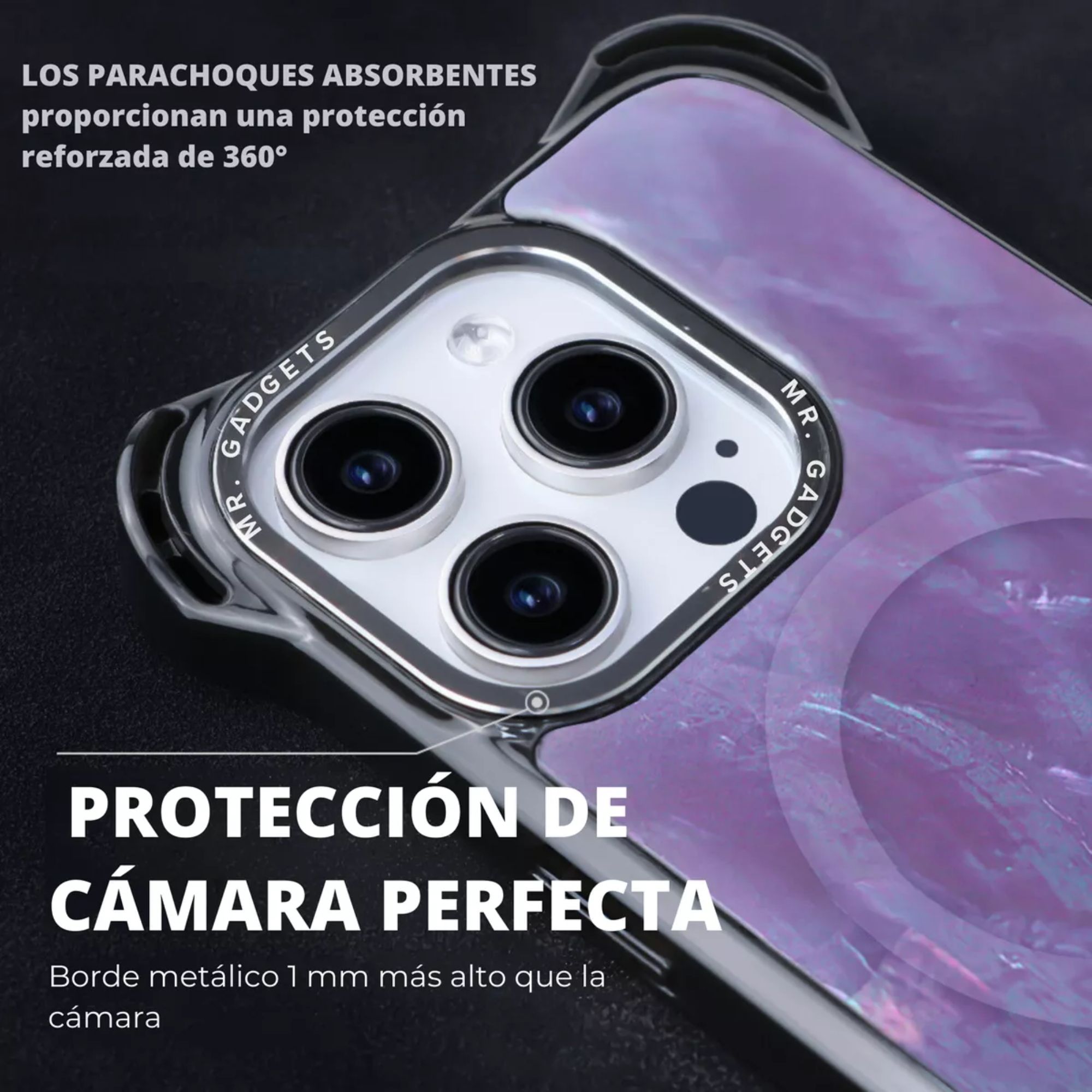Funda Uso Rudo Ultra Bounce Concha Nacar Para Iphone 15 Concha morada Magsafe