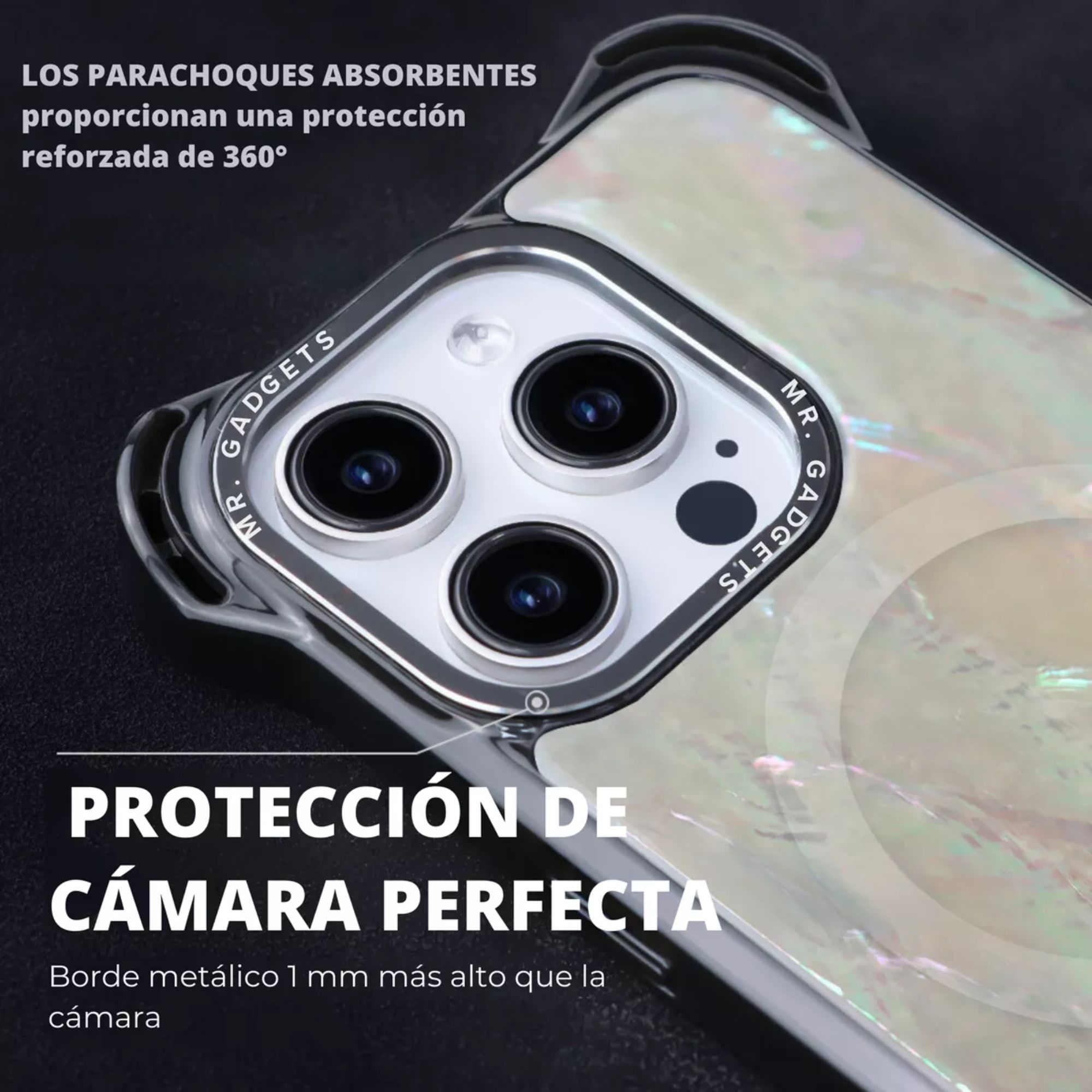 Funda Uso Rudo Ultra Bounce Concha Nacar Para Iphone 15  Concha Color blanco Magsafe