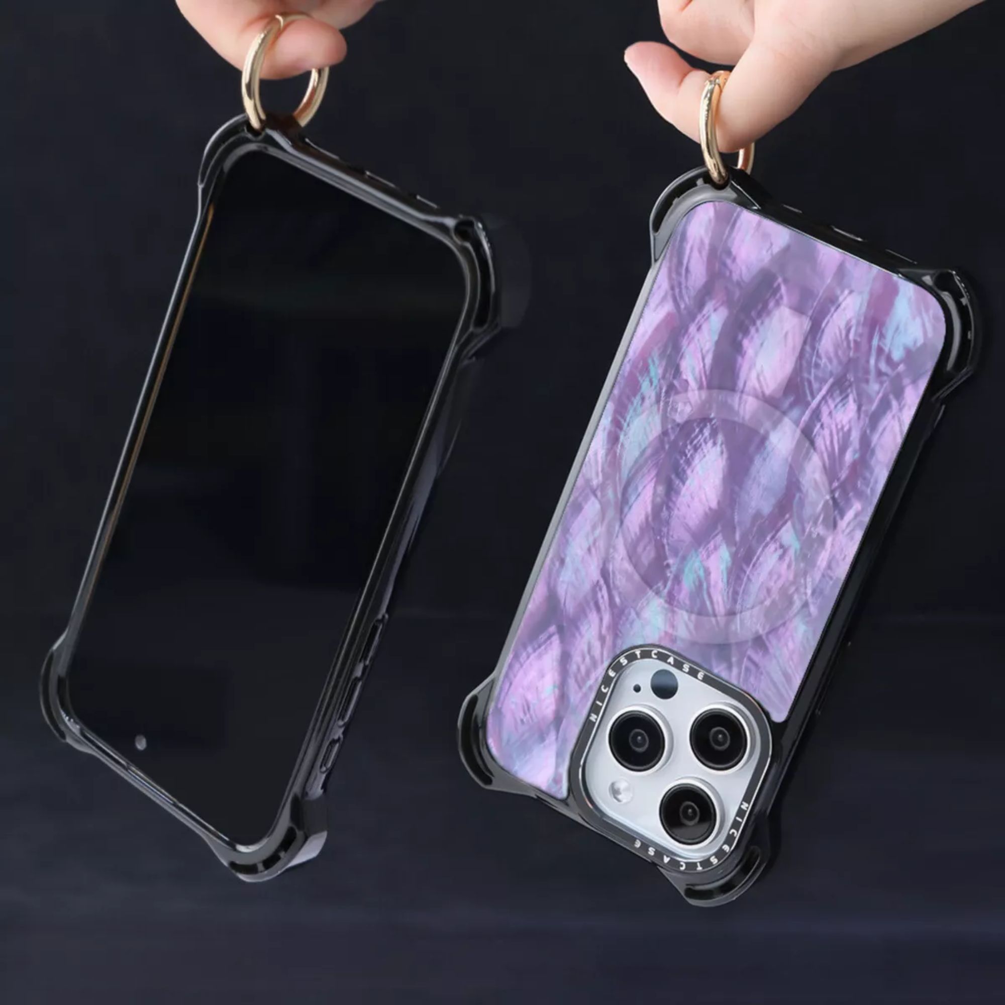 Funda Uso Rudo Ultra Bounce Concha Nacar Para Iphone 15 Concha morada Magsafe