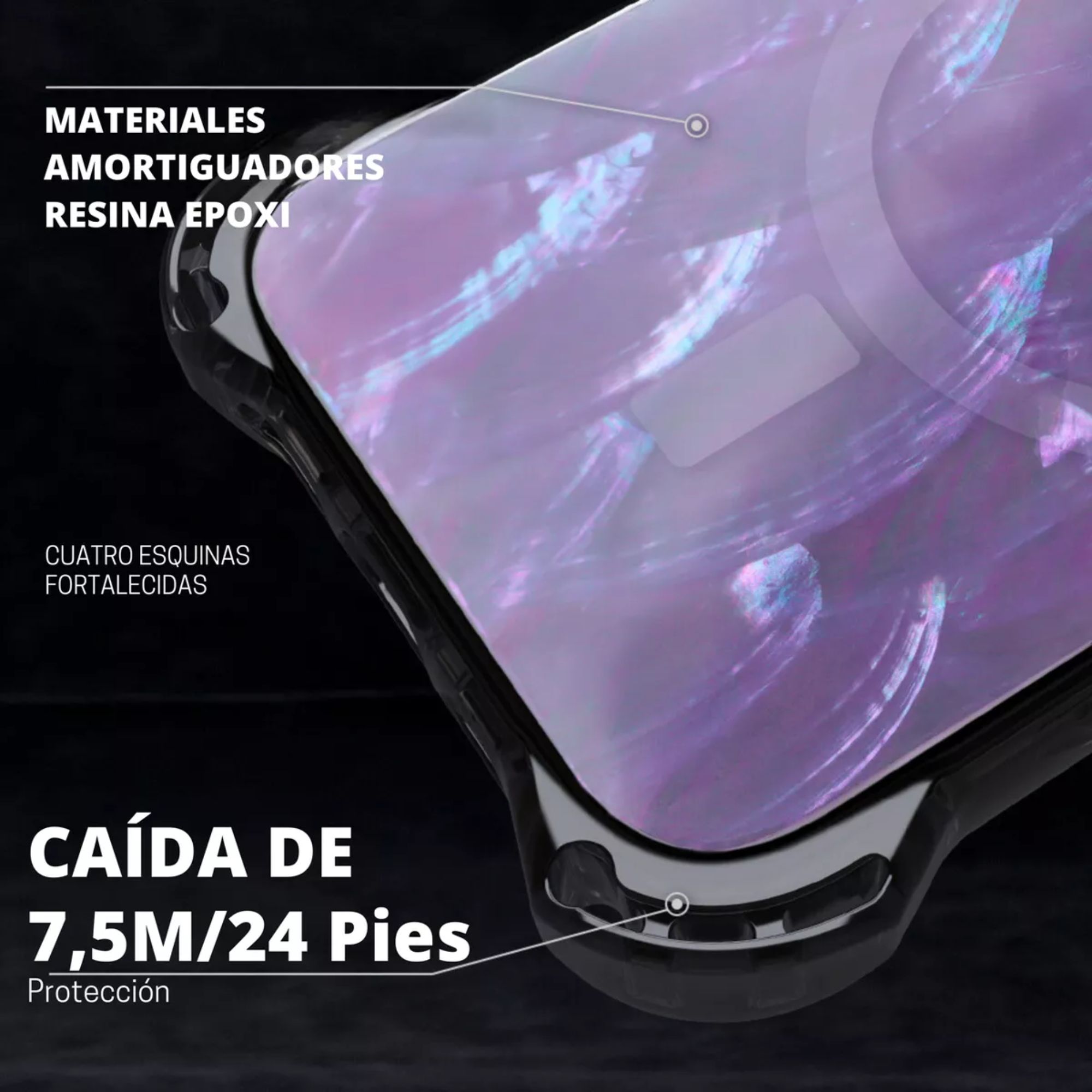 Funda Uso Rudo Ultra Bounce Concha Nacar Para Iphone 15 Concha morada Magsafe