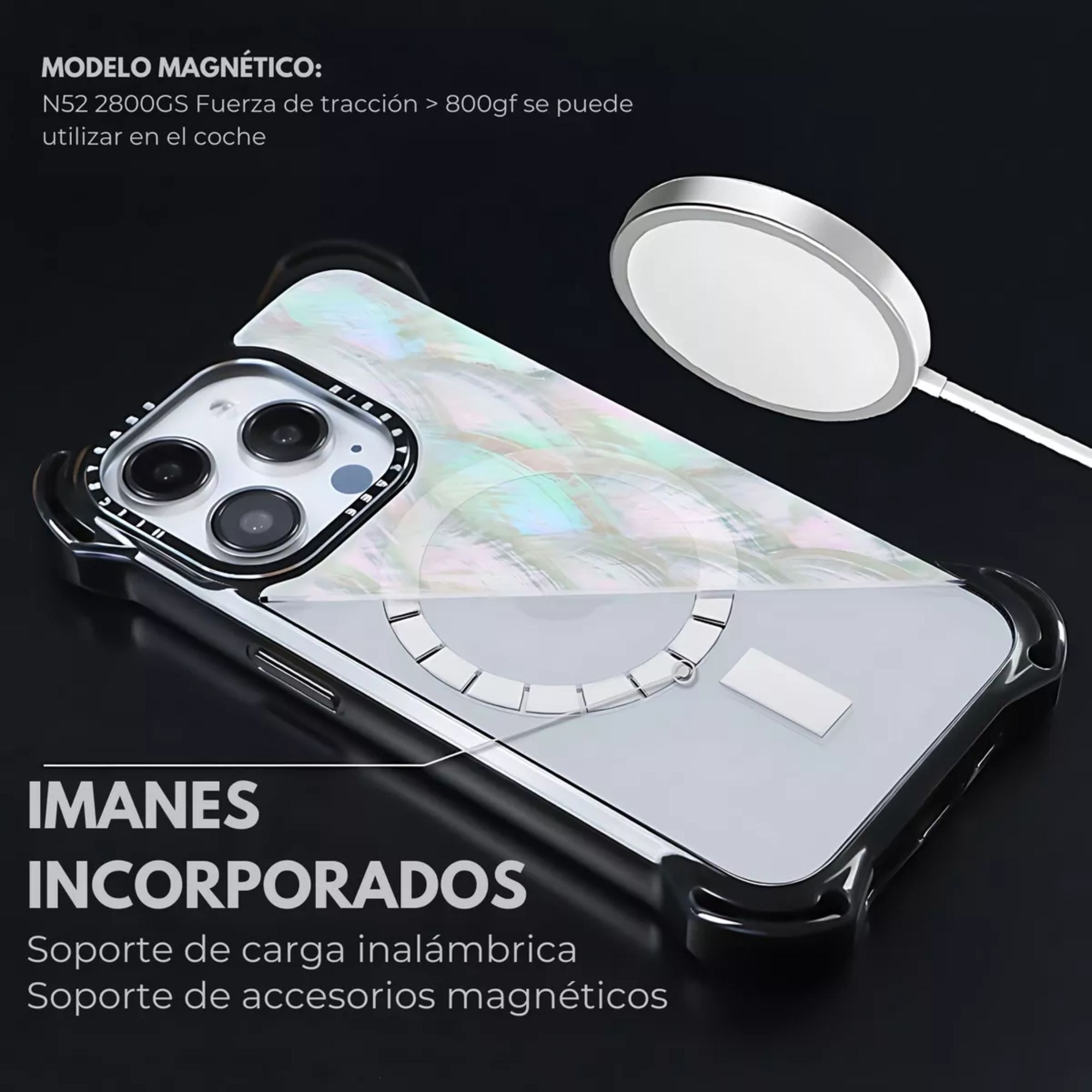 Funda Uso Rudo Ultra Bounce Concha Nacar Para Iphone 15  Concha Color blanco Magsafe