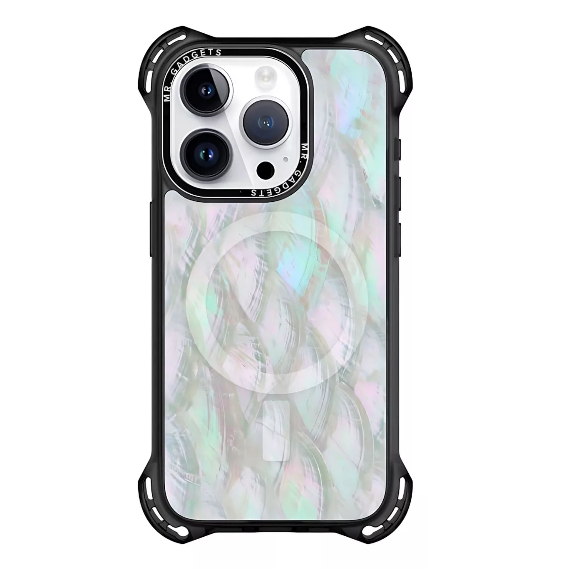 Funda Uso Rudo Ultra Bounce Concha Nacar Para Iphone 15  Concha Color blanco Magsafe