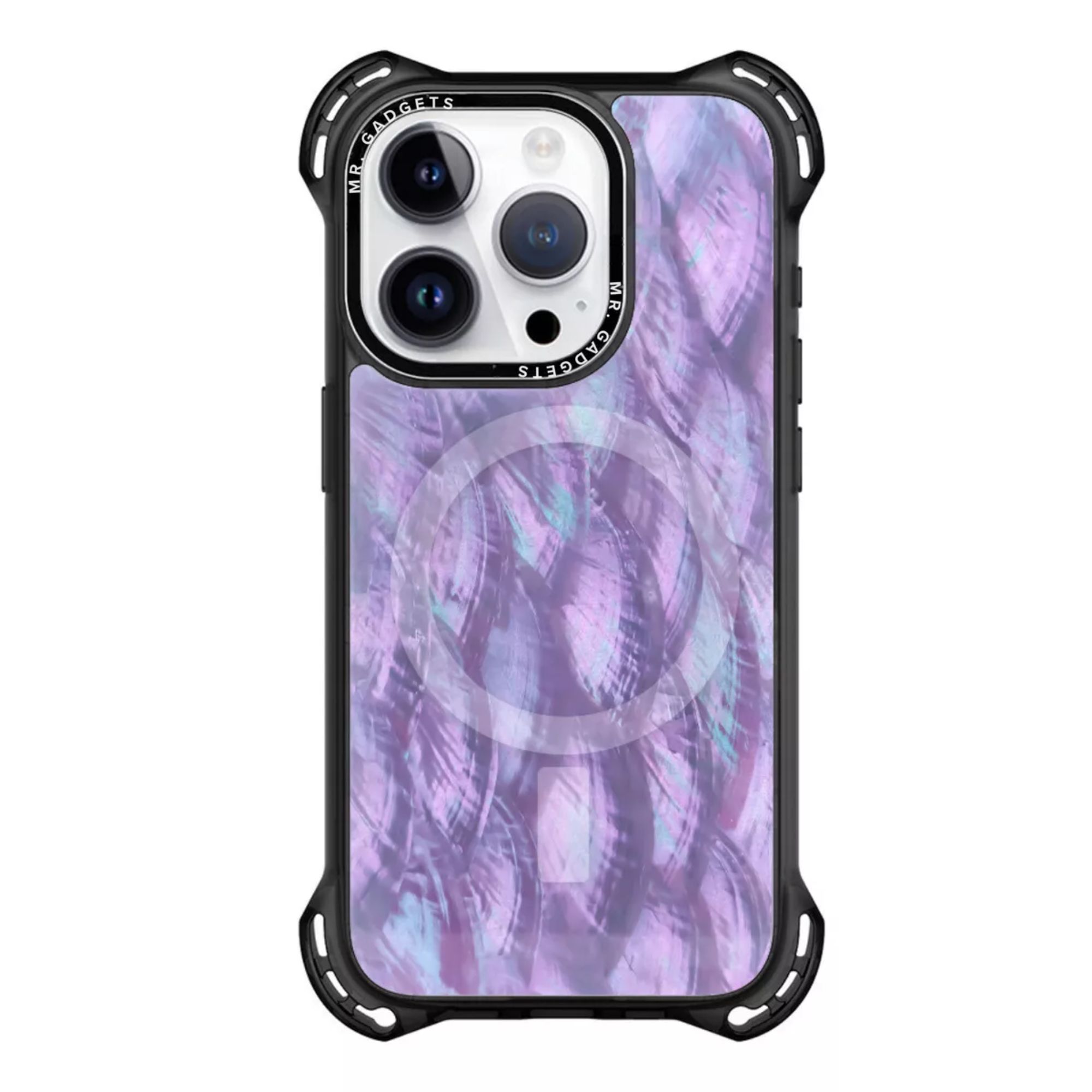 Funda Uso Rudo Ultra Bounce Concha Nacar Para Iphone 15 Concha morada Magsafe