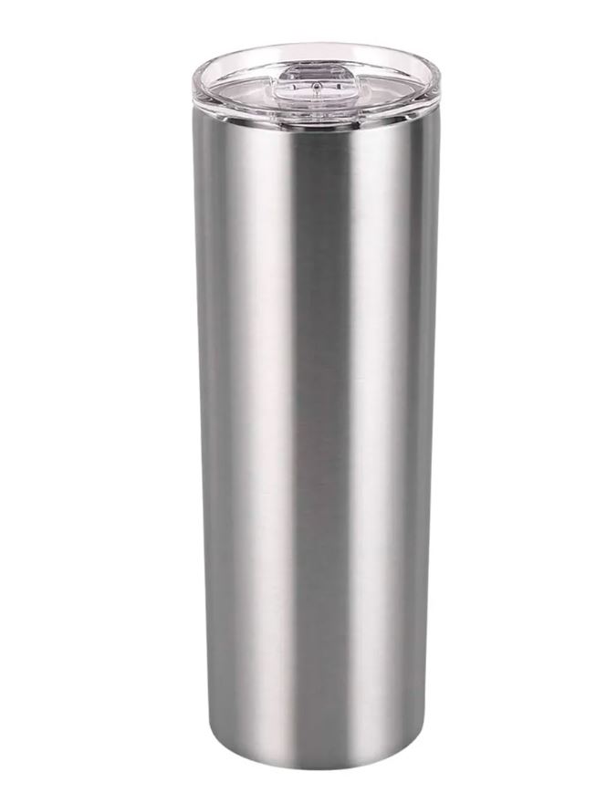 Termo 20oz Tumbler doble pared plata -25pz
