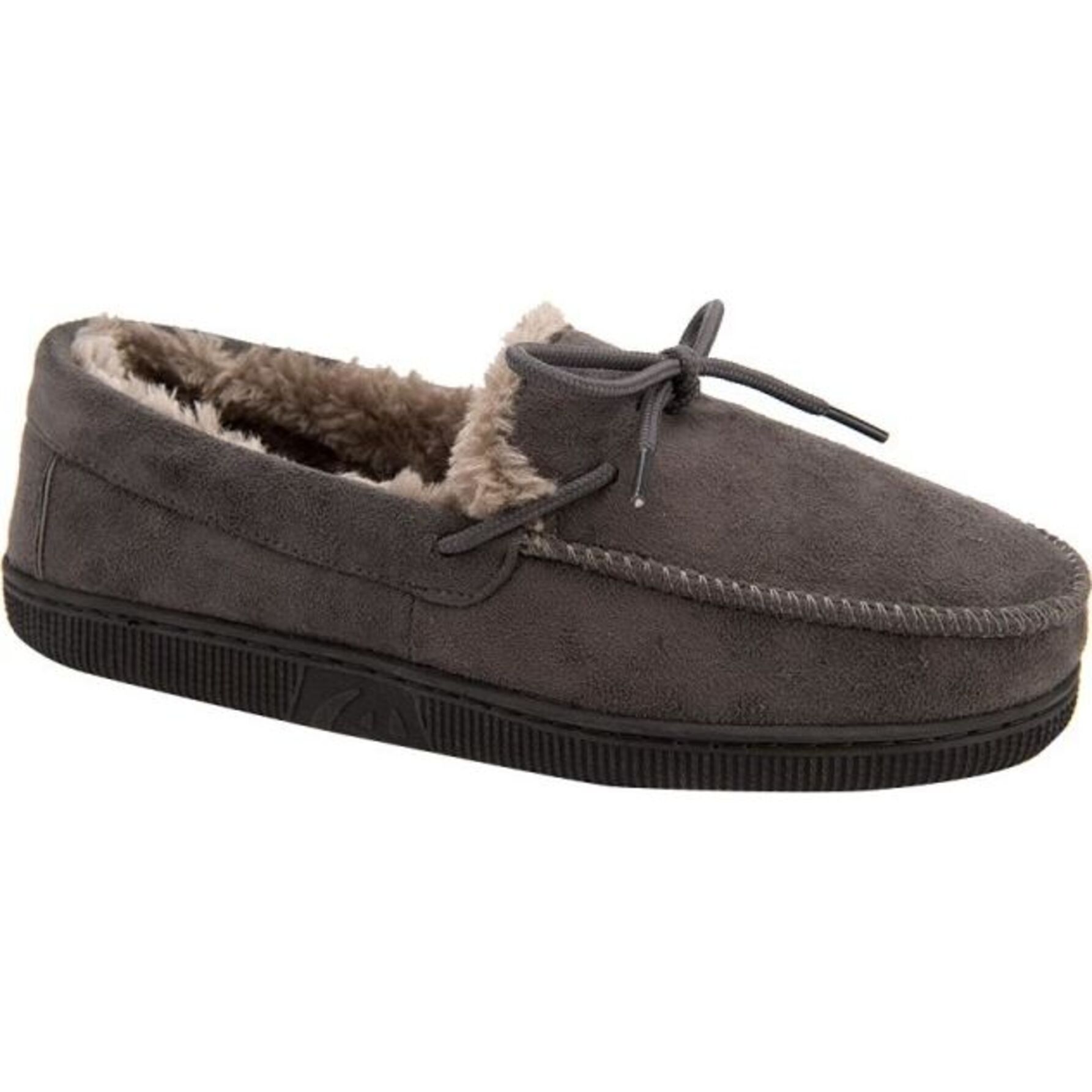 Pantufla para hombre, tipo mocasín, cerrada, con forro de peluche, color gris, marca Nebel Walk 1049071