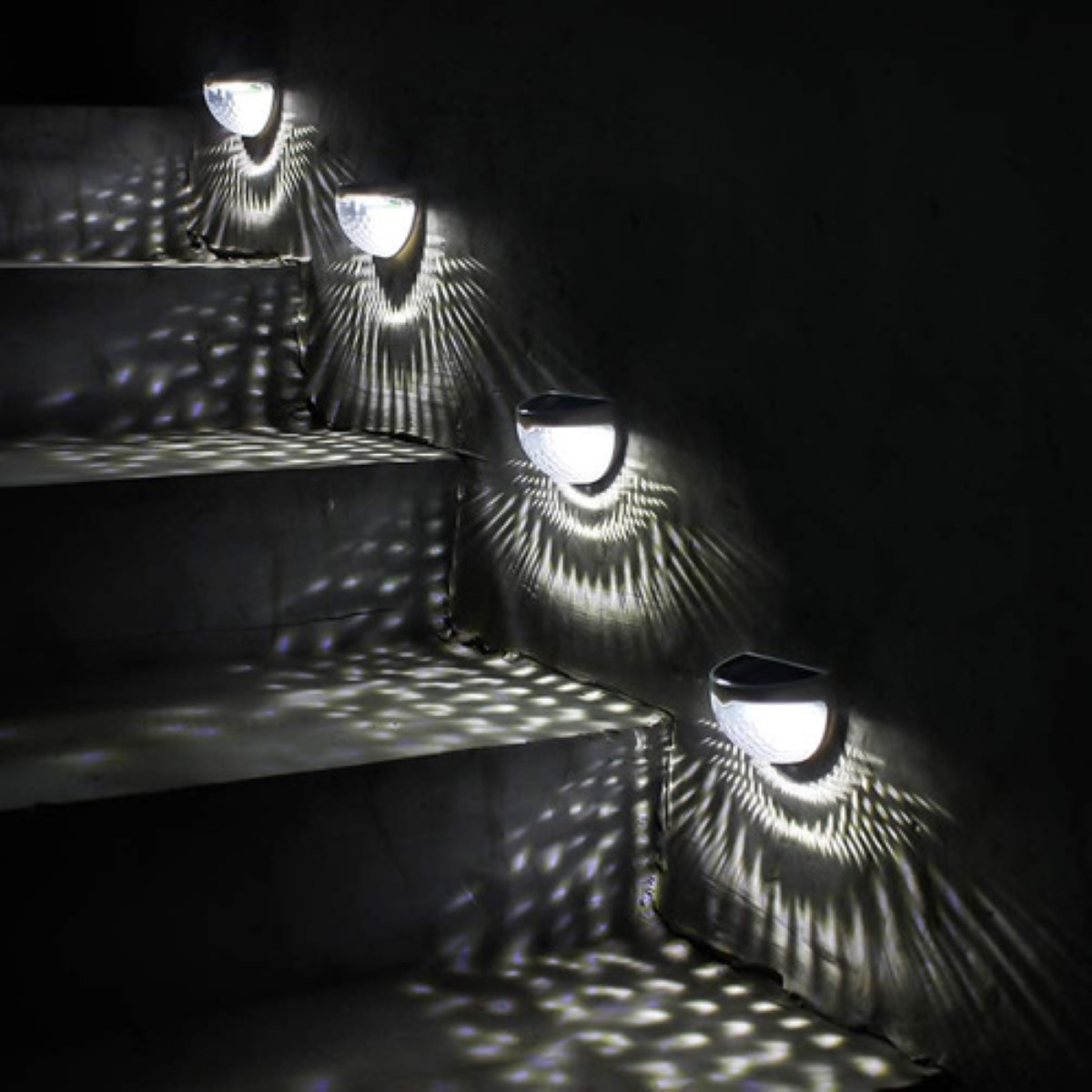Lamparas Focos De Pared Exterior 6 led Blanco Frío/calie 2 pzs Negro-Luz blanca