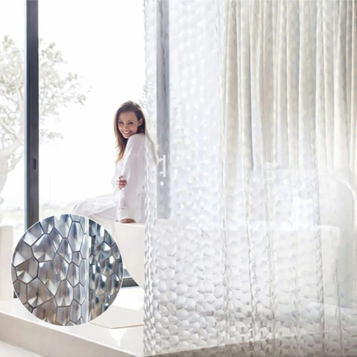 Cortina De Baño Transparente Anti-moho 180*180 Cm blanco
