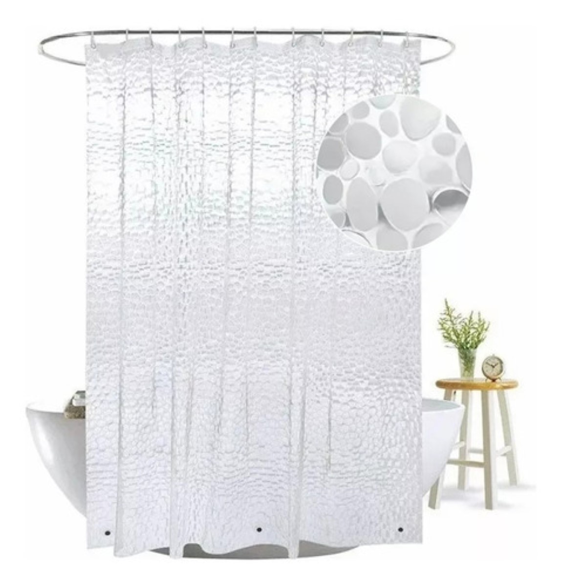Cortina De Baño Transparente Anti-moho 180*180 Cm blanco