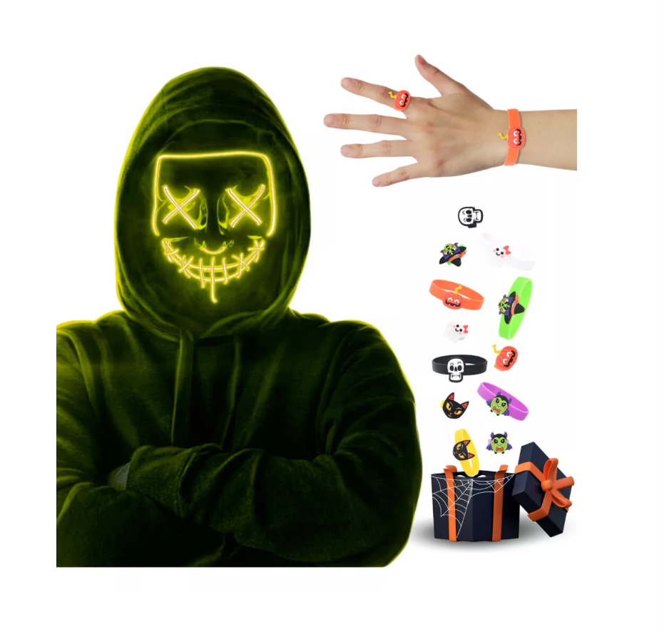 Mascara Luz Led La Purga Halloween The Purge Colores Amarillo