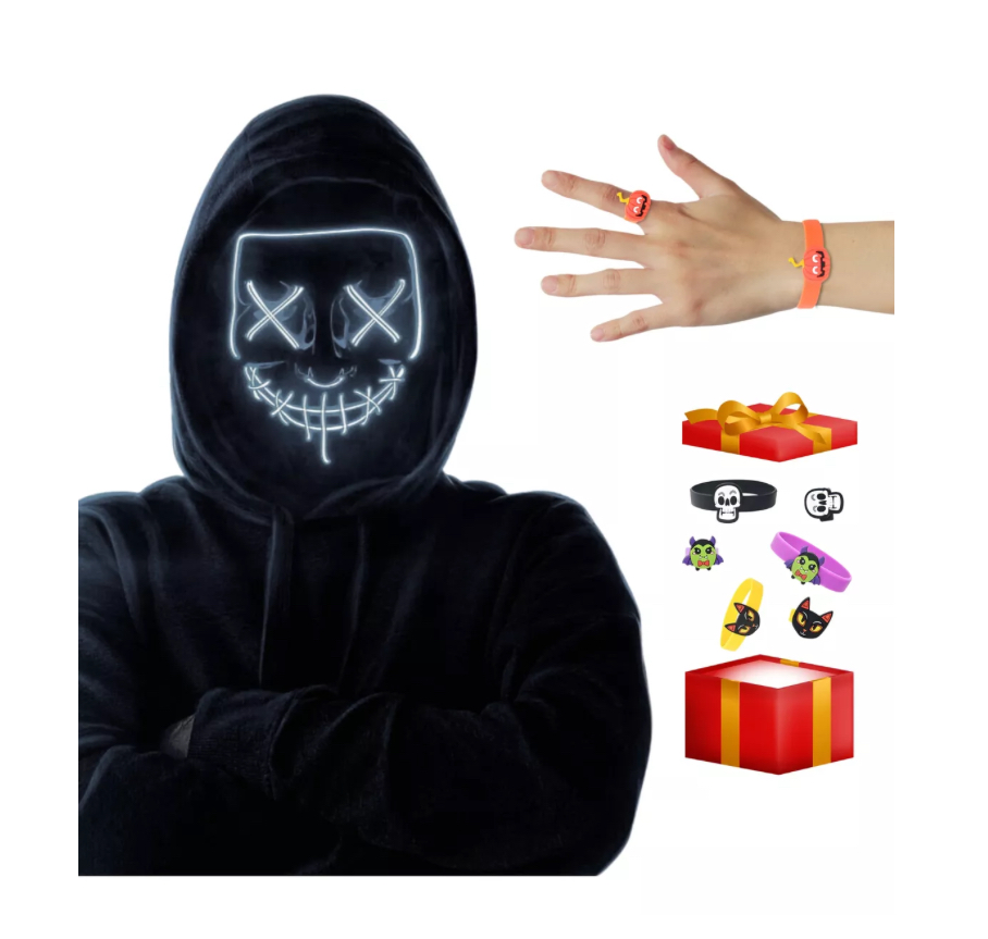 Mascara Luz Led La Purga Halloween The Purge Colores Blanco