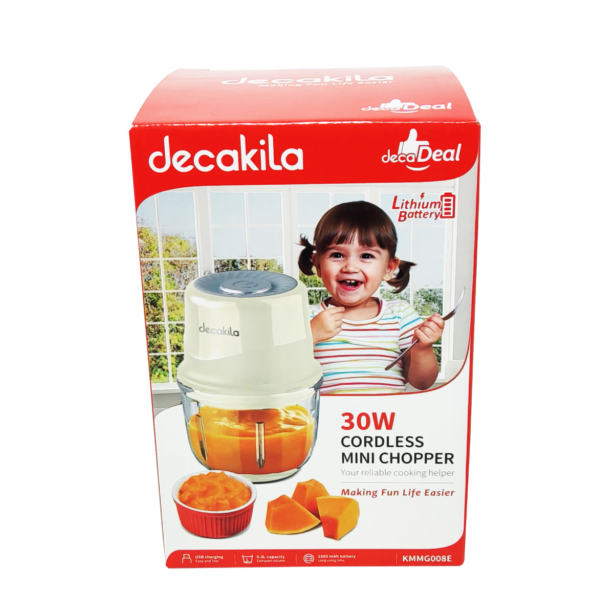Mini Procesador de Alimentos Inalámbrico Blanco Decakila KMMG008E