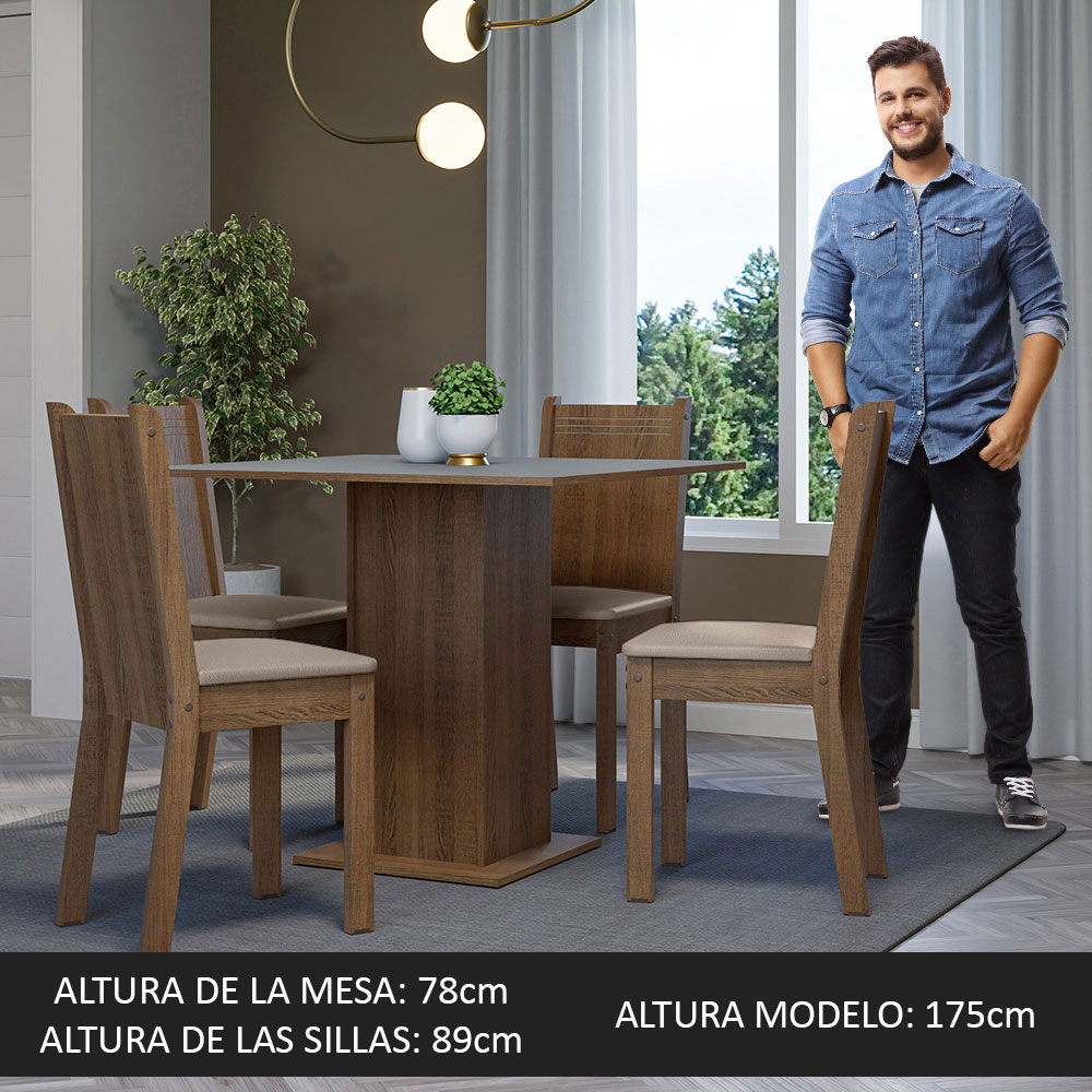 Juego de Comedor con Mesa y 4 Sillas Madesa Samara MGC
