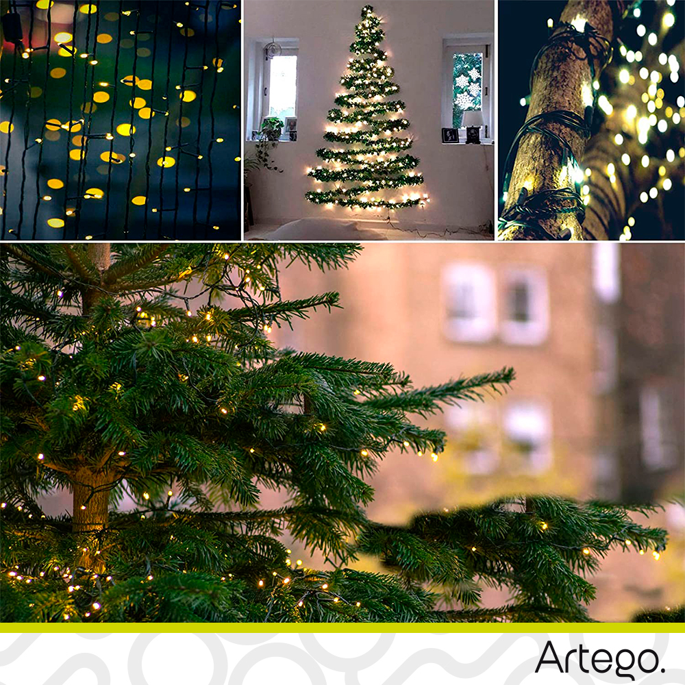 Luces serie de navidad 200 led interior exterior Decoración árbol de navidad eventos bodas LED christmas string lights con temporizador Artego