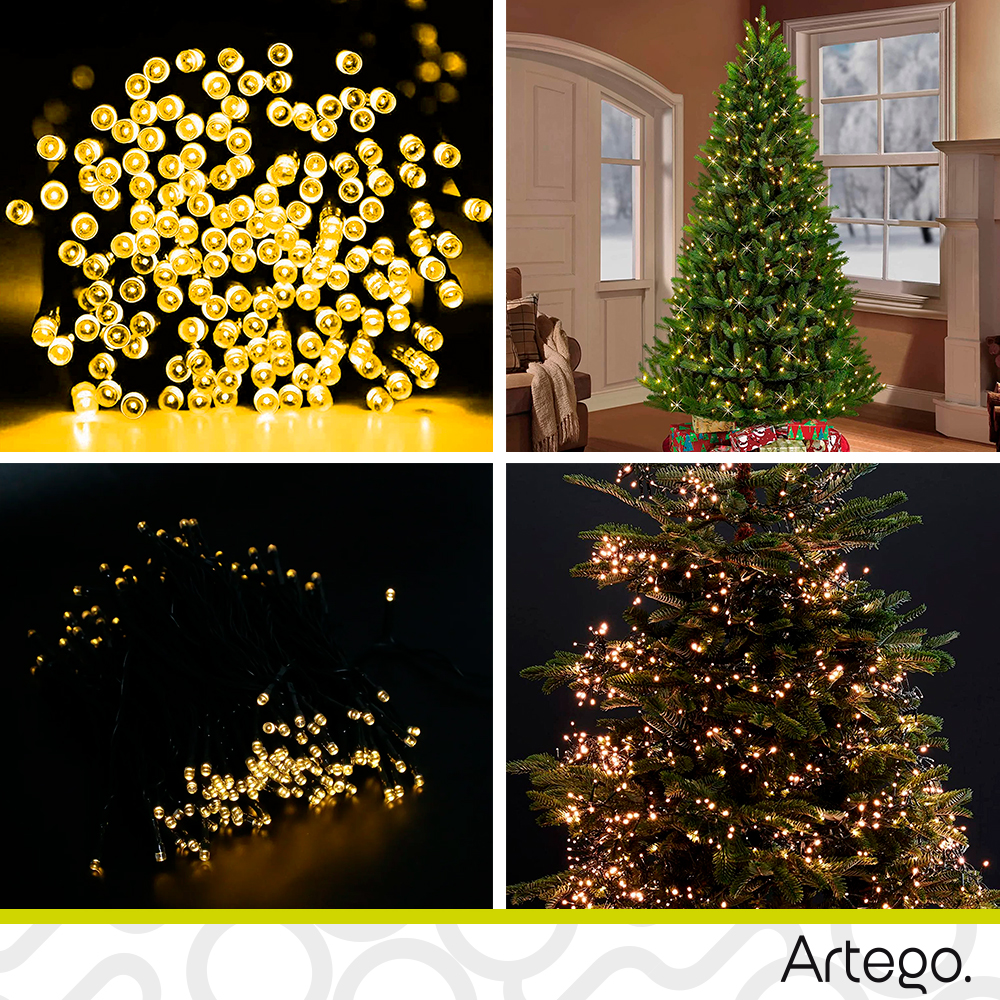 Luces serie de navidad 200 led interior exterior Decoración árbol de navidad eventos bodas LED christmas string lights con temporizador Artego