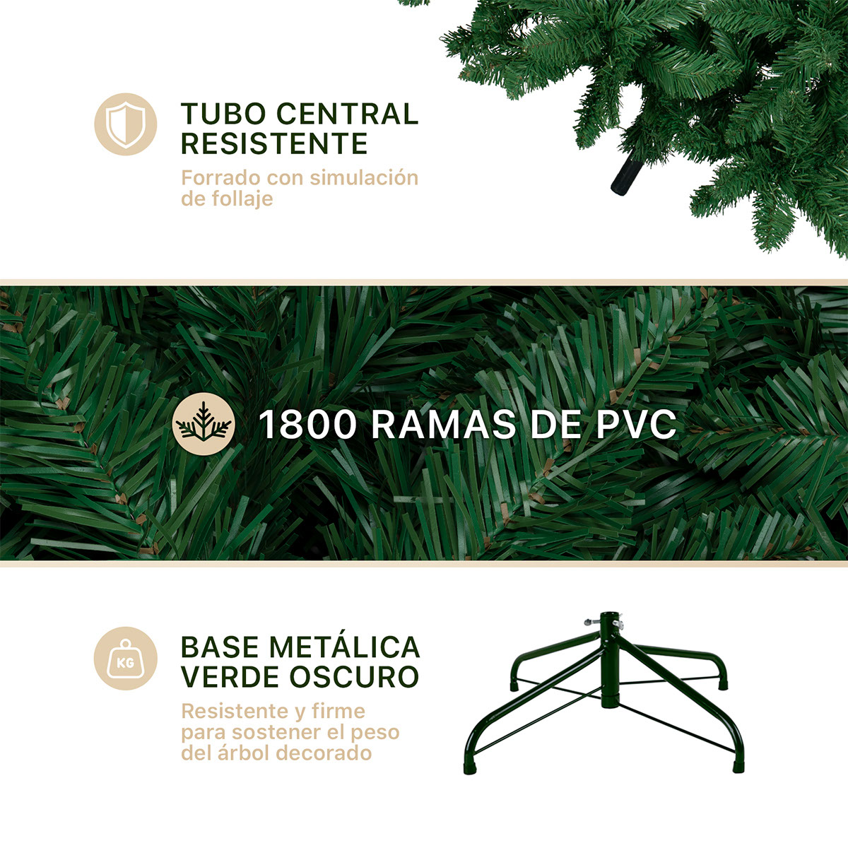Árbol de Navidad Pino Navideño de 2.4m 1800 Ramas - Verde para ESQUIMAL