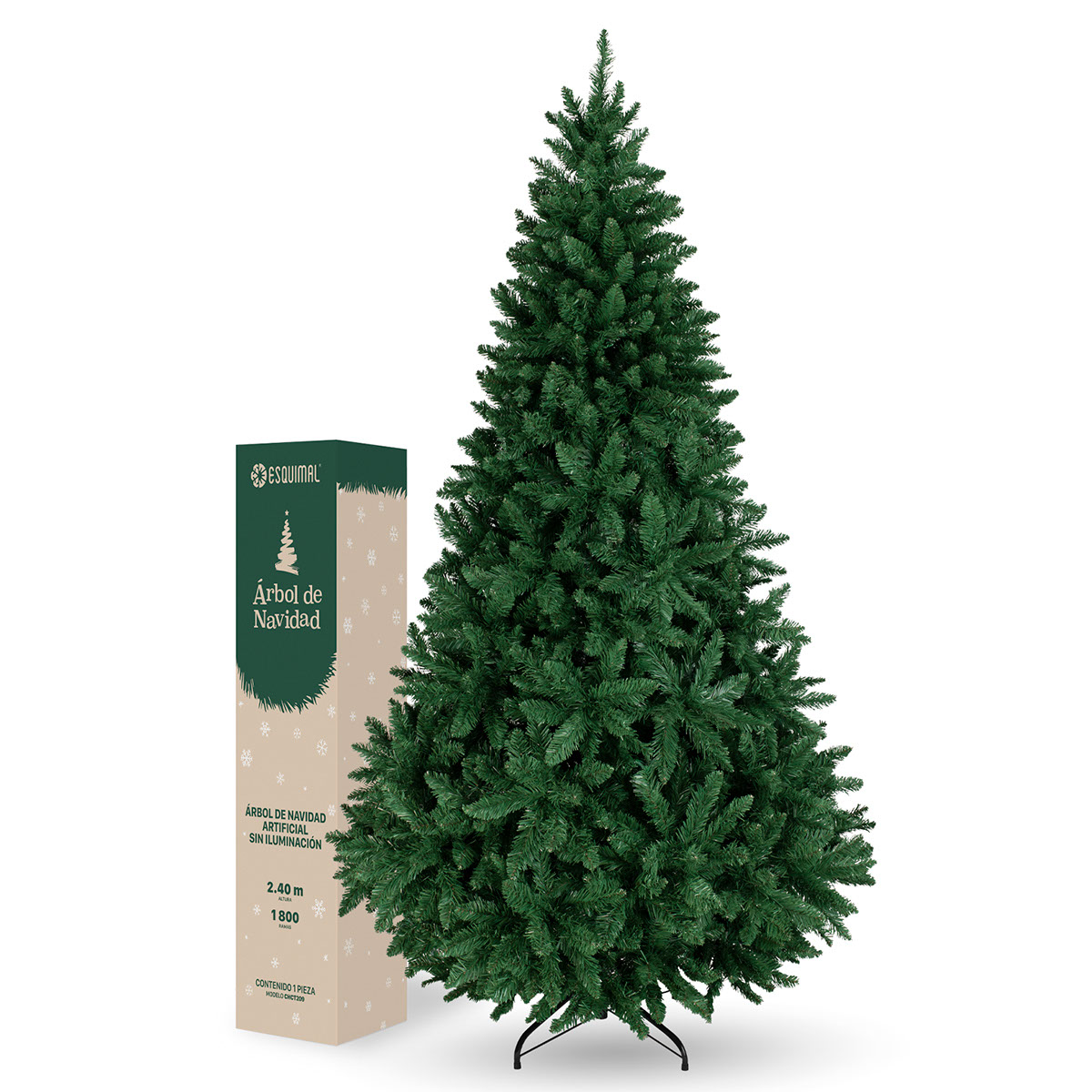 Árbol de Navidad Pino Navideño de 2.4m 1800 Ramas - Verde para ESQUIMAL