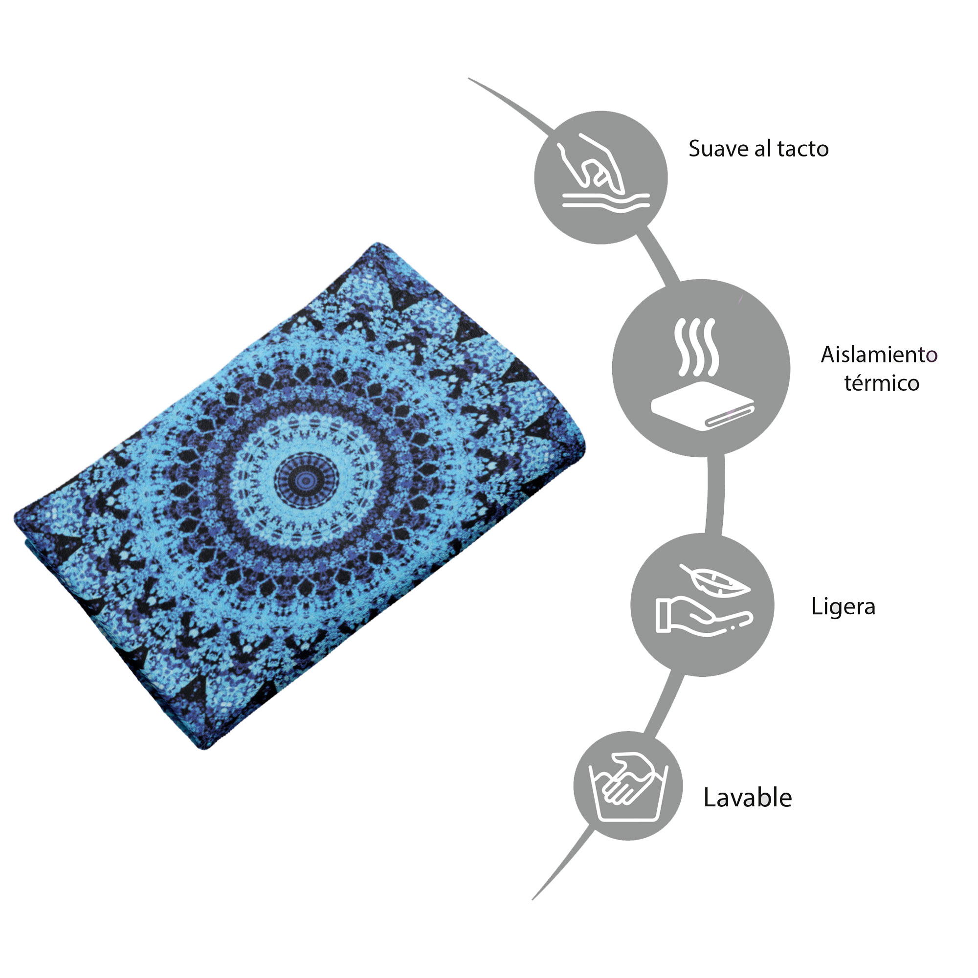 Cobija Manta Frazada Diseño de Mandalas Azul Ultra Suave y Ligera de Alta Calidad