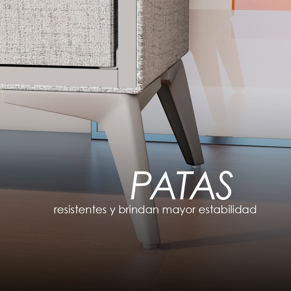 Cajonera Cómoda de 6 cajones forrada en tela Gris Ilios Innova