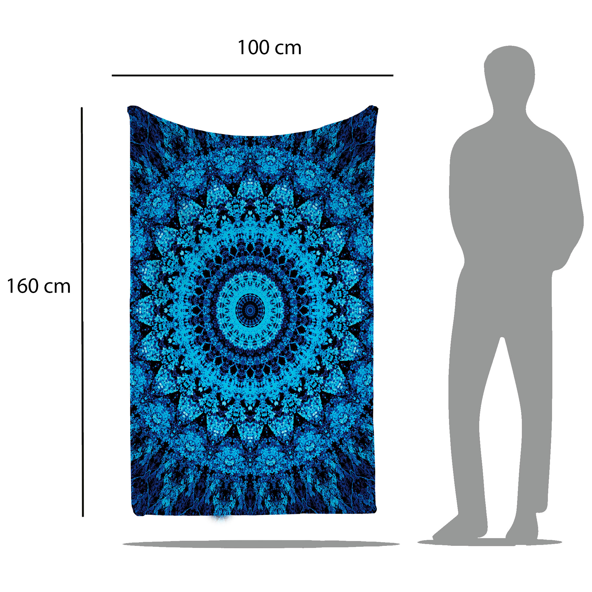 Cobija Manta Frazada Diseño de Mandalas Azul Ultra Suave y Ligera de Alta Calidad