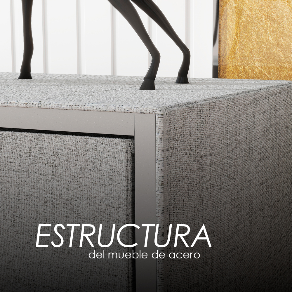 Cajonera Cómoda de 6 cajones forrada en tela Gris Ilios Innova