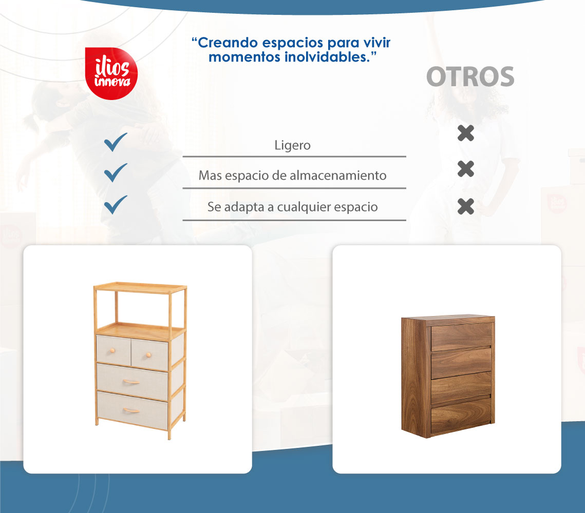Cajonera Cómoda Bambú de 4 cajones Café 