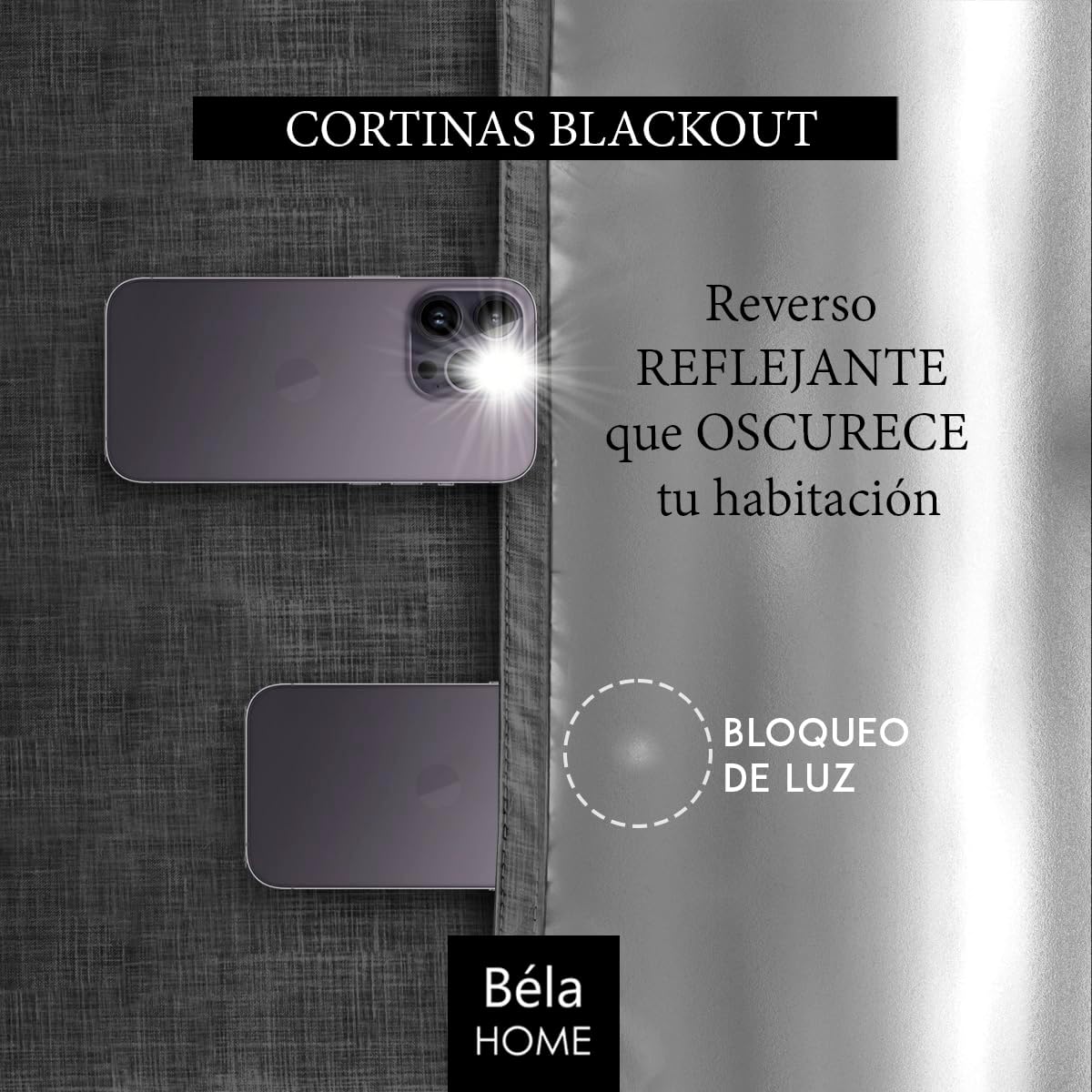 Cortinas Blackout Sala Recamara Modernas Béla Home (1.30x2m, Gris oscuro)