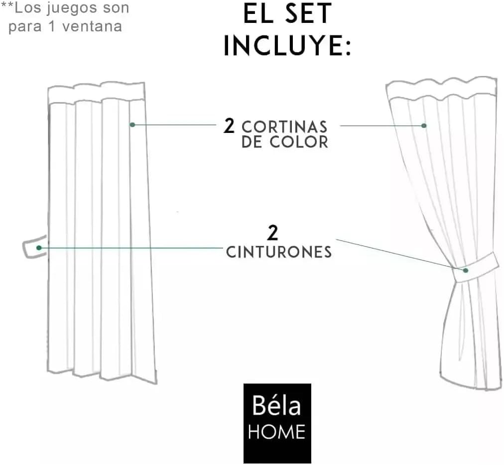 Cortinas Blackout Sala Recamara Modernas Béla Home (1.30x2m, Shedrón)