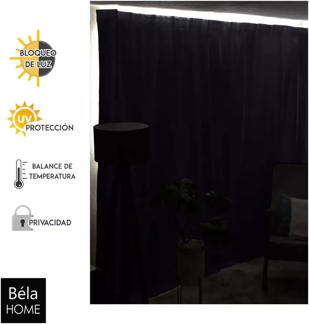 Cortinas Blackout Sala Recamara Modernas Béla Home (1.30x2m, Shedrón)