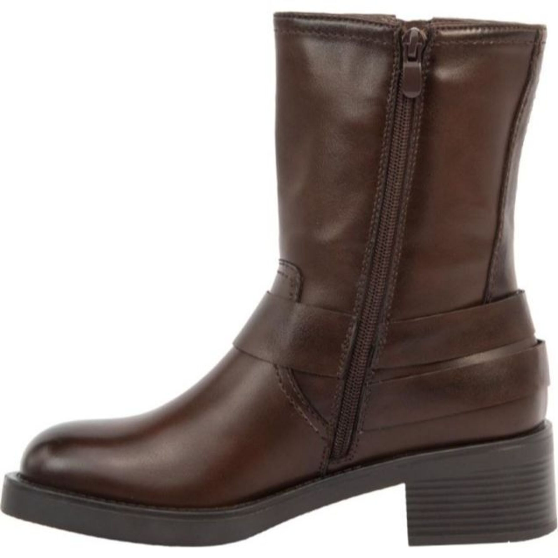 Bota para mujer, con hebillas y cierre al costado, color café, marca ...