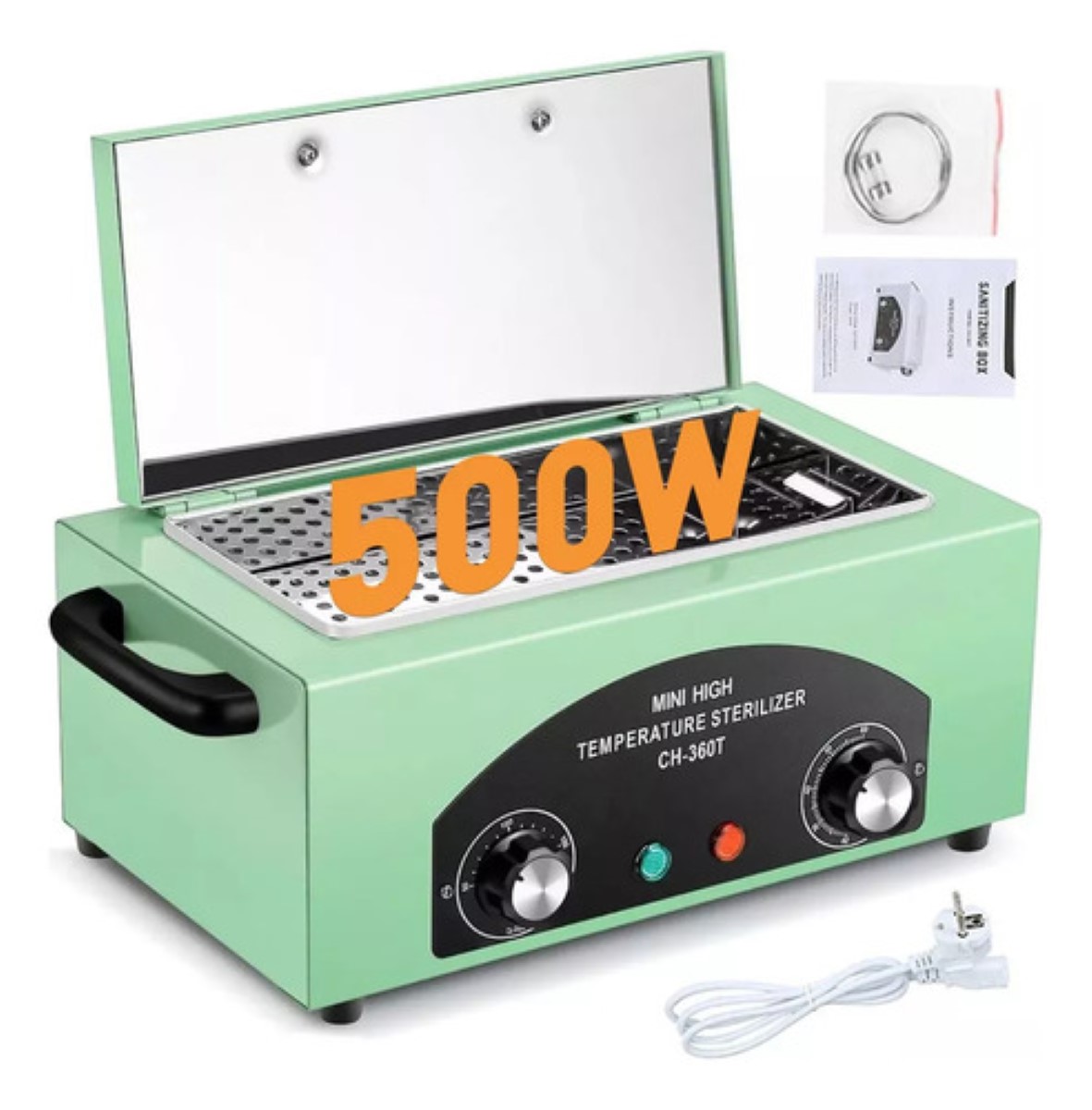 Esterilizador Secador Calor 500w Desinfección Acero Inox 2.2 verde