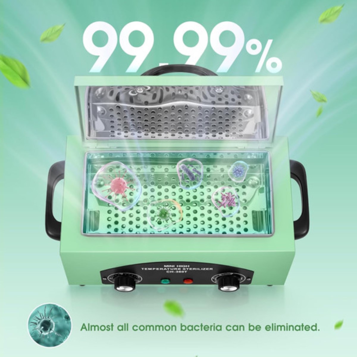 Esterilizador Secador Calor 500w Desinfección Acero Inox 2.2 verde