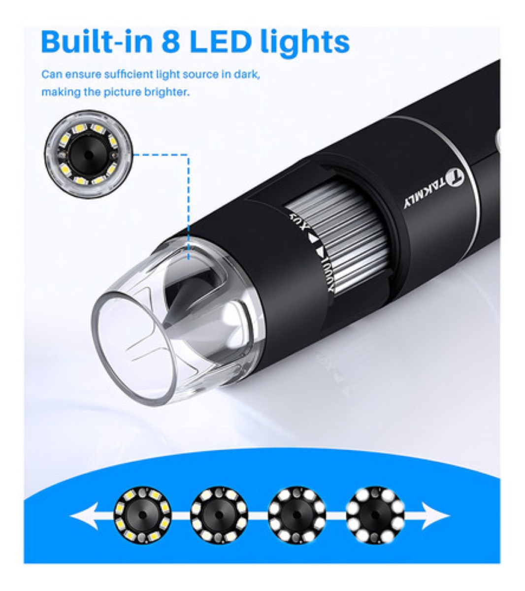 Microscopio Usb Digital 1600x Zoom Optico 8 Leds Android Win Color Negro