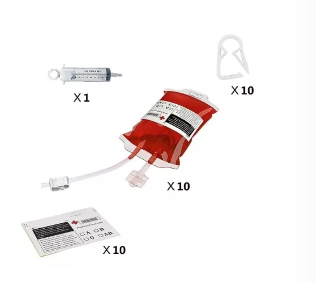 10 Pcs Halloween Bolsa De Sangre Para Beber Jeringa