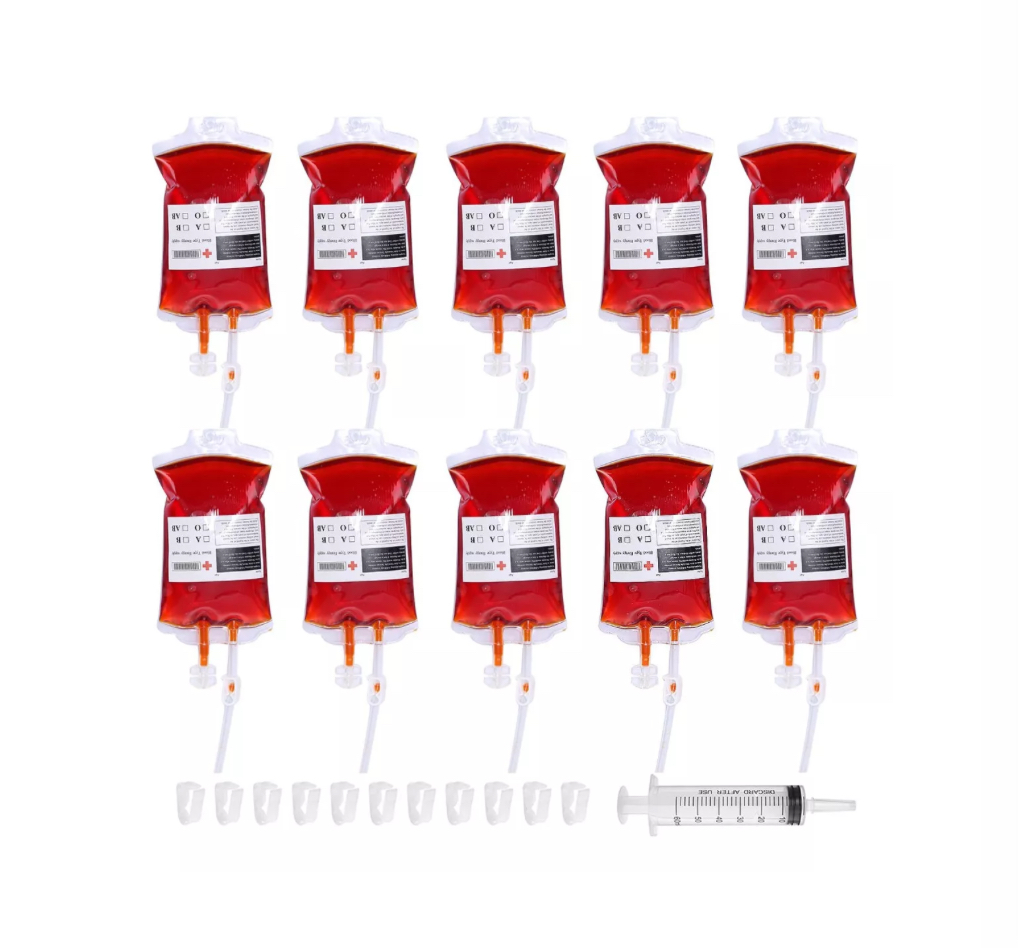 10 Pcs Halloween Bolsa De Sangre Para Beber Jeringa