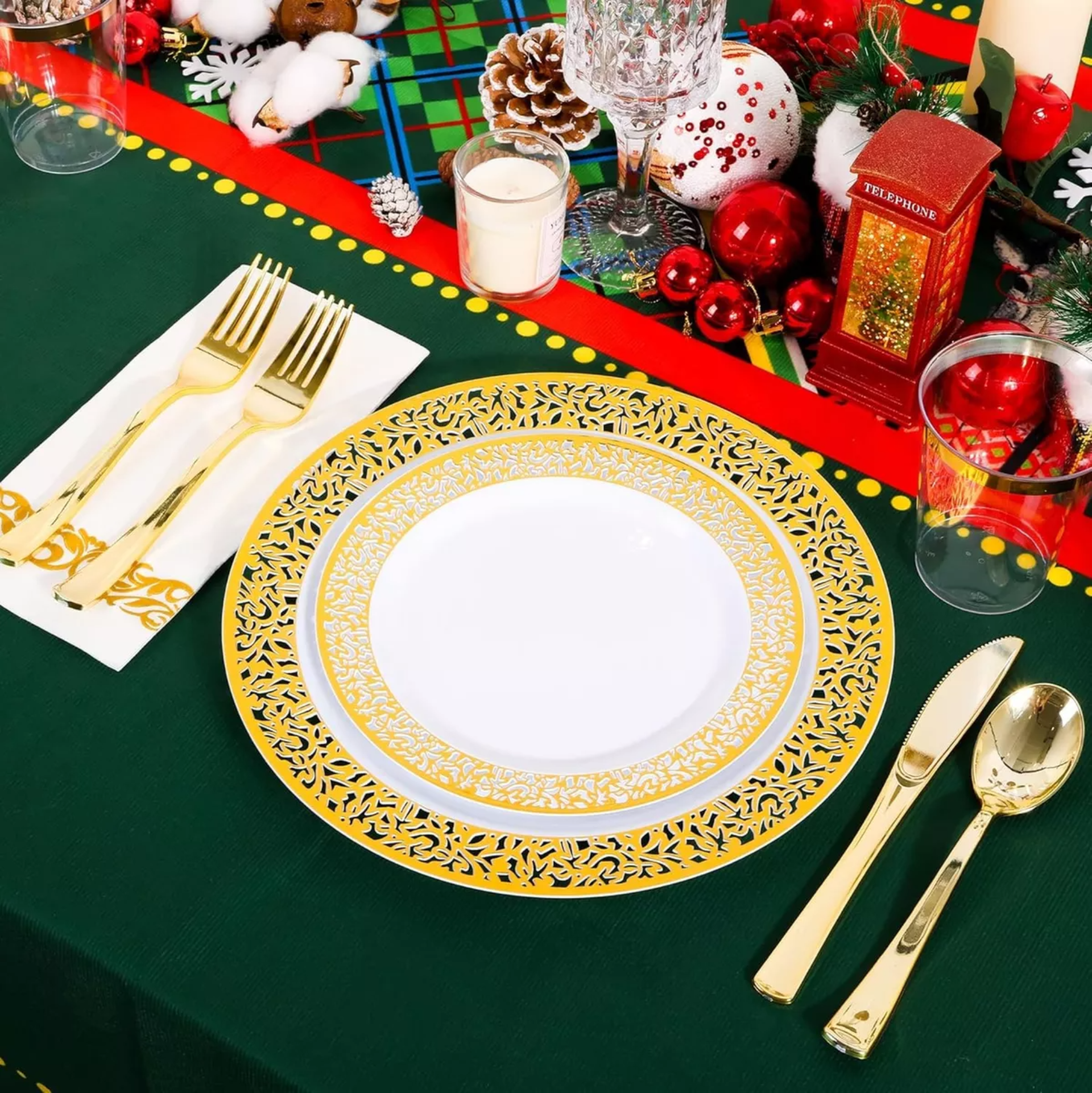 Vajilla De Plástico Desechable,175 Piezas Para 25 Invitados